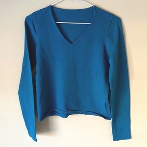 Women’s V-neck Teal Long Sleeve Sweater Top - S - Pre-owned